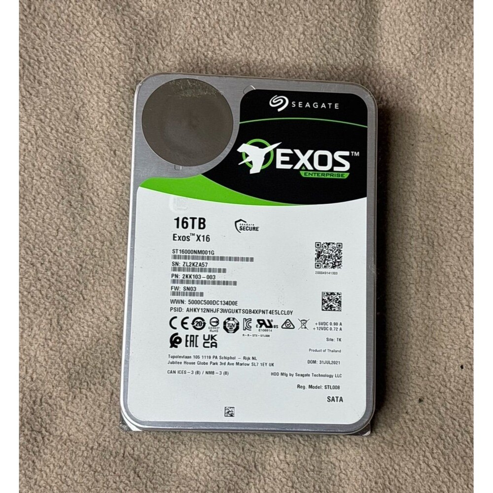 Seagate Exos X16 ST16000NM001G 16TB SAS 12Gb/s 256MB 7200RPM 3.5" HDD Enterprise